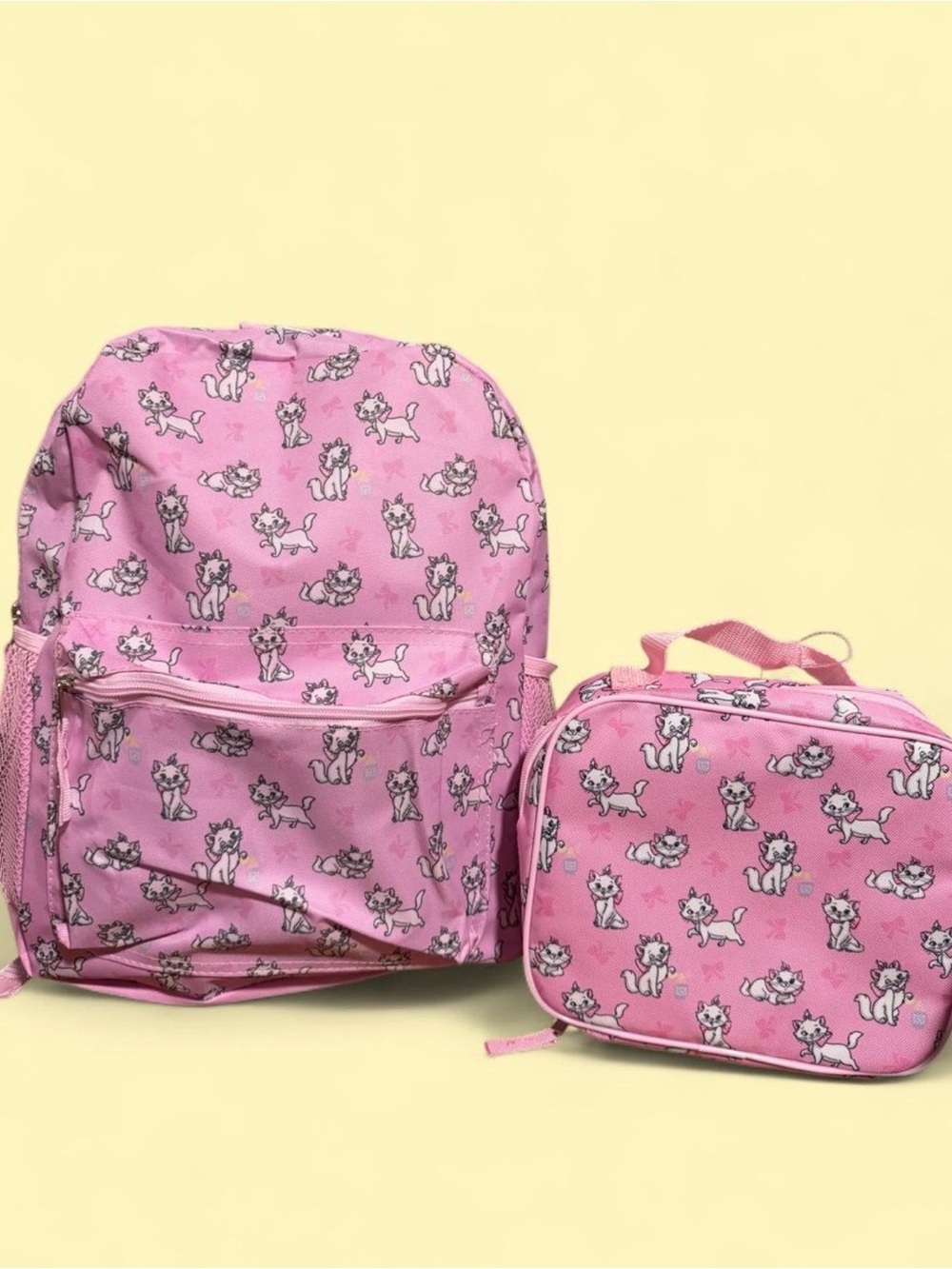 Disney Pink Cat Marie Print Kids Backpack and Lunch Bag Set